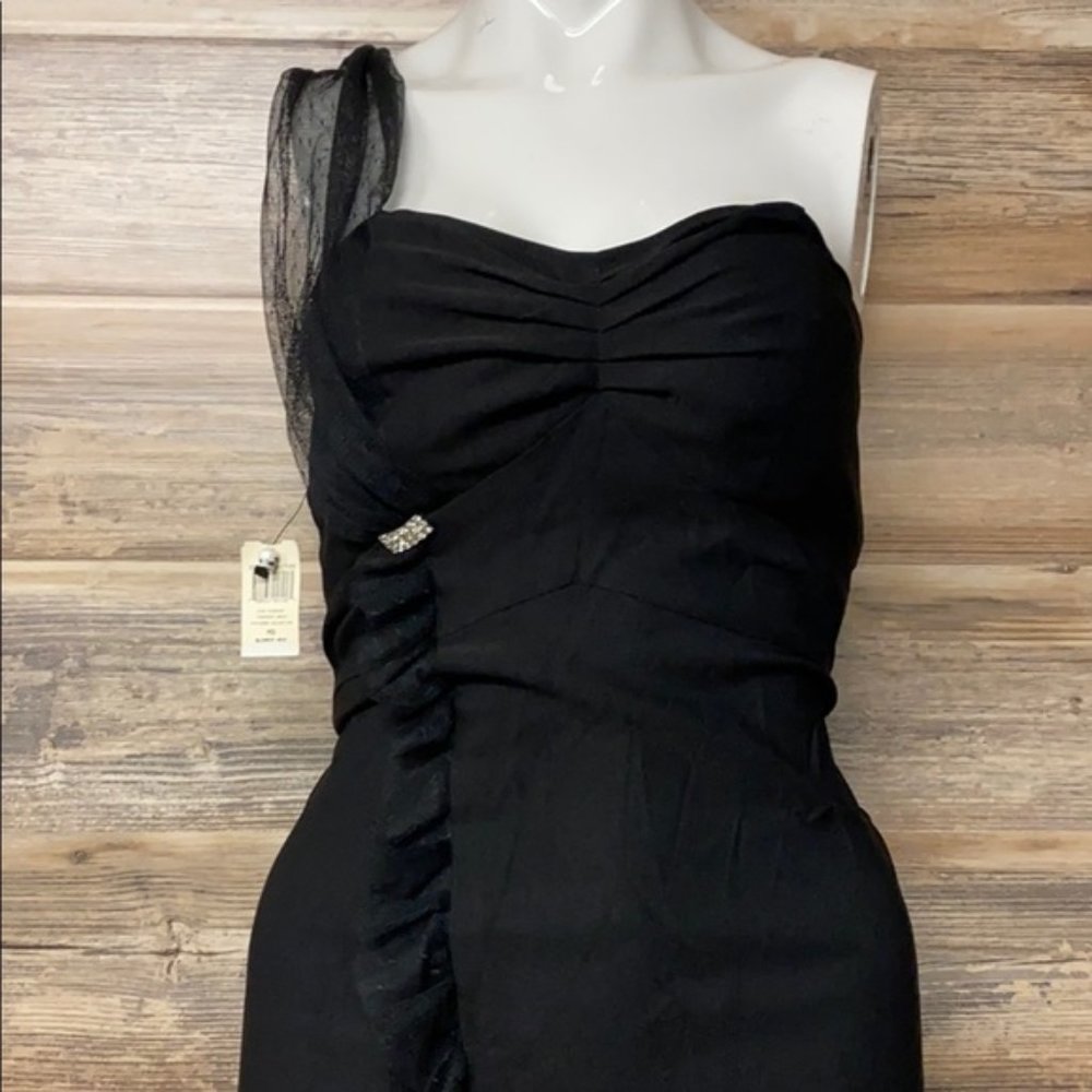 Stop staring Midnight Magic one shoulder black wiggle pencil sexy dress - Picture 2 of 7